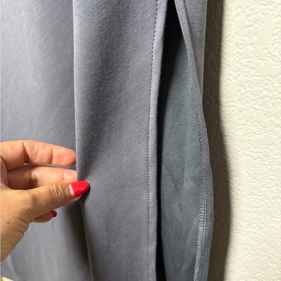 MELLODAY Elegant Gray Maxi Dress, Round Neck with Side Tie Detail and Side Slits - Picture 6 of 12